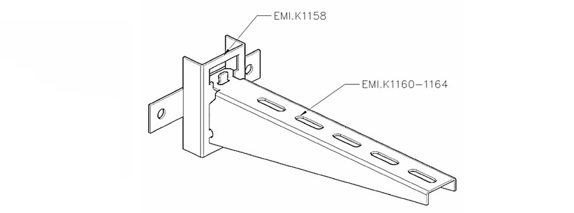 Основание одиночной полки с полками K1160-1163